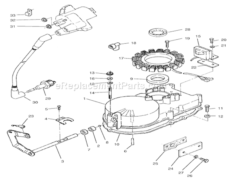 Gearcase & Ignition Assembly Diagram and Parts List for 74120 490001-499999 - 1994 Toro Lawn Tractor