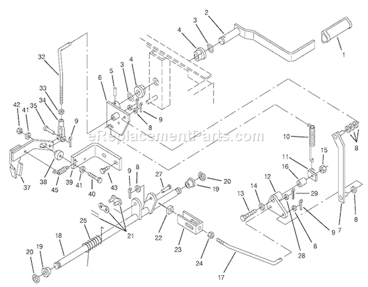 Parking Brake Assembly Diagram and Parts List for 74120 490001-499999 - 1994 Toro Lawn Tractor
