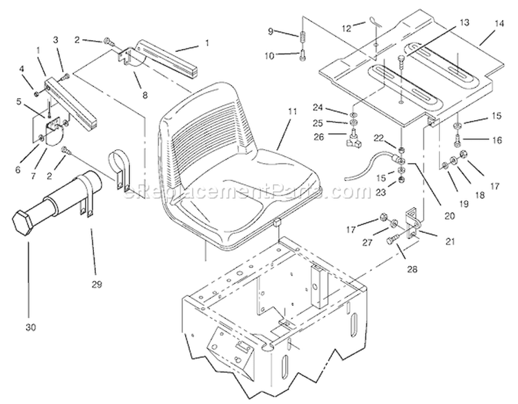 Seat Assembly Diagram and Parts List for 74120 490001-499999 - 1994 Toro Lawn Tractor