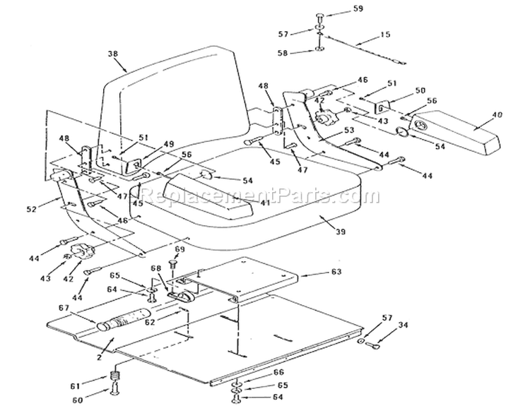 Seat Diagram and Parts List for 74140 39000001-39999999 - 1993 Toro Lawn Tractor