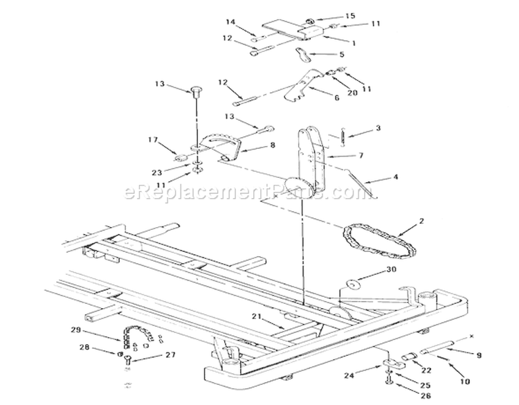 Attachment Height Control Diagram and Parts List for 74140 39000001-39999999 - 1993 Toro Lawn Tractor