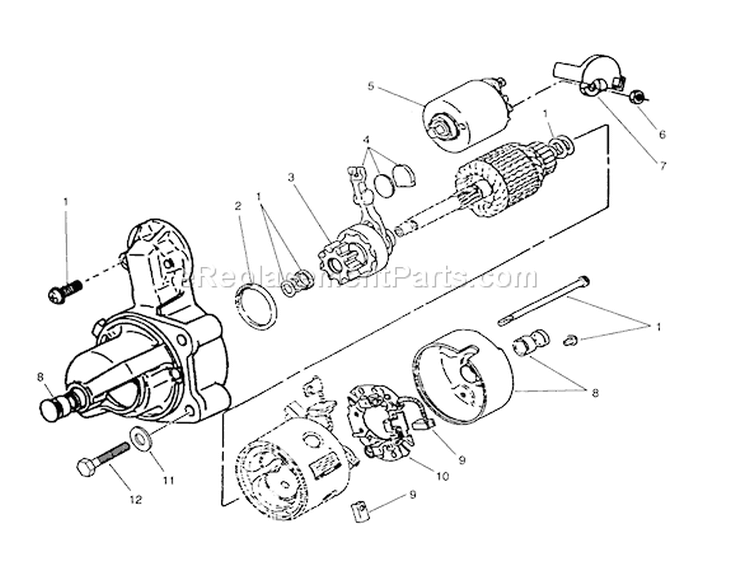 Starter Diagram and Parts List for 74140 39000001-39999999 - 1993 Toro Lawn Tractor