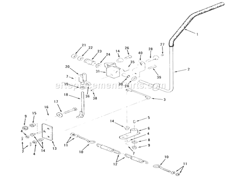 Transmission Drive Linkage Diagram and Parts List for 74140 39000001-39999999 - 1993 Toro Lawn Tractor