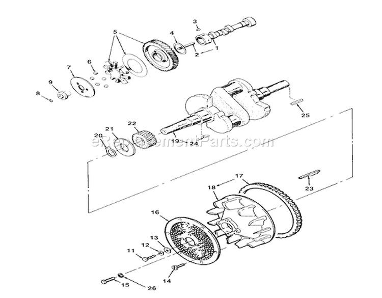 Crankshaft, Camshaft And Flywheel Diagram and Parts List for 74140 39000001-39999999 - 1993 Toro Lawn Tractor