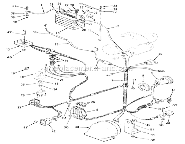 Electrical System Diagram and Parts List for 74140 49000001-49999999 - 1994 Toro Lawn Tractor