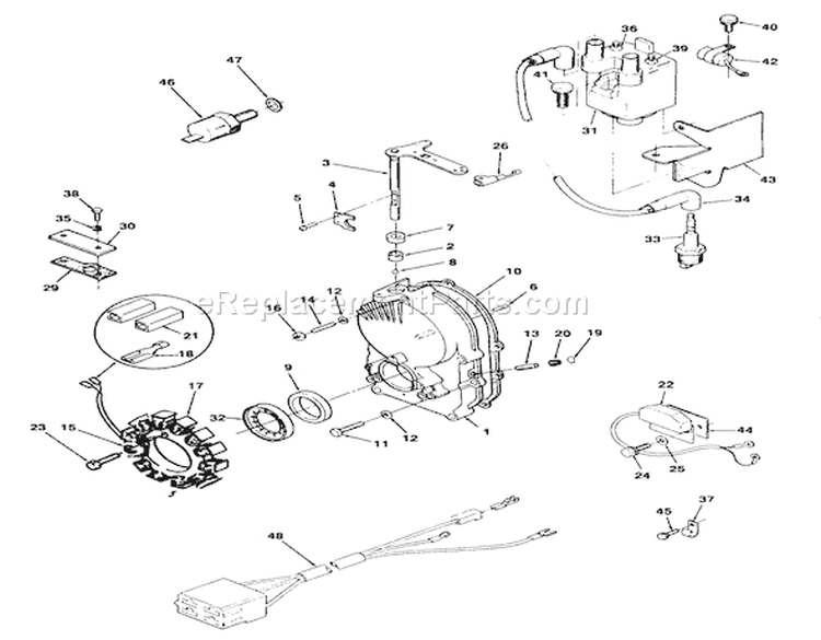 Gearcase And Ignition Controls Diagram and Parts List for 74140 49000001-49999999 - 1994 Toro Lawn Tractor