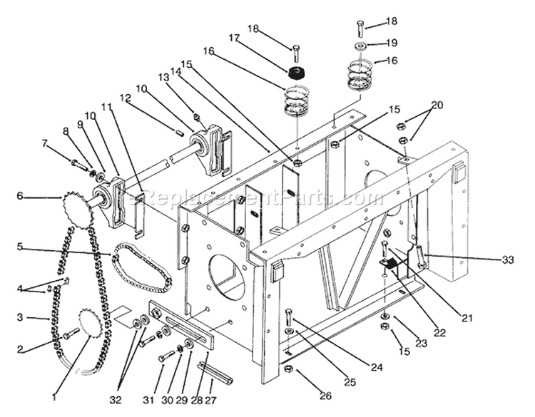 Transmission Drive Frame Diagram and Parts List for 74140 49000001-49999999 - 1994 Toro Lawn Tractor