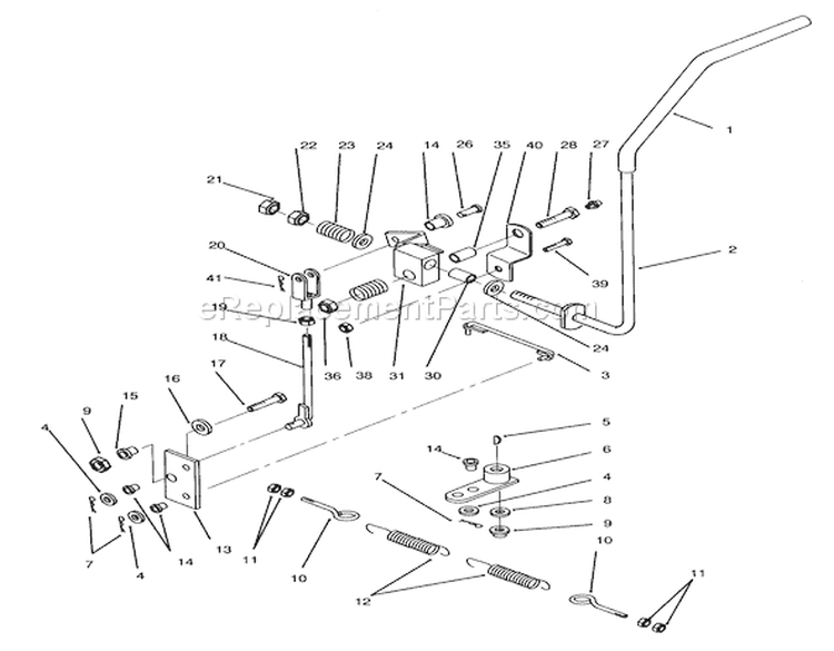 Transmission Drive Linkage Diagram and Parts List for 74140 49000001-49999999 - 1994 Toro Lawn Tractor