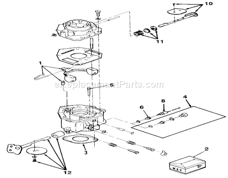 Carburetor Components Diagram and Parts List for 74140 49000001-49999999 - 1994 Toro Lawn Tractor