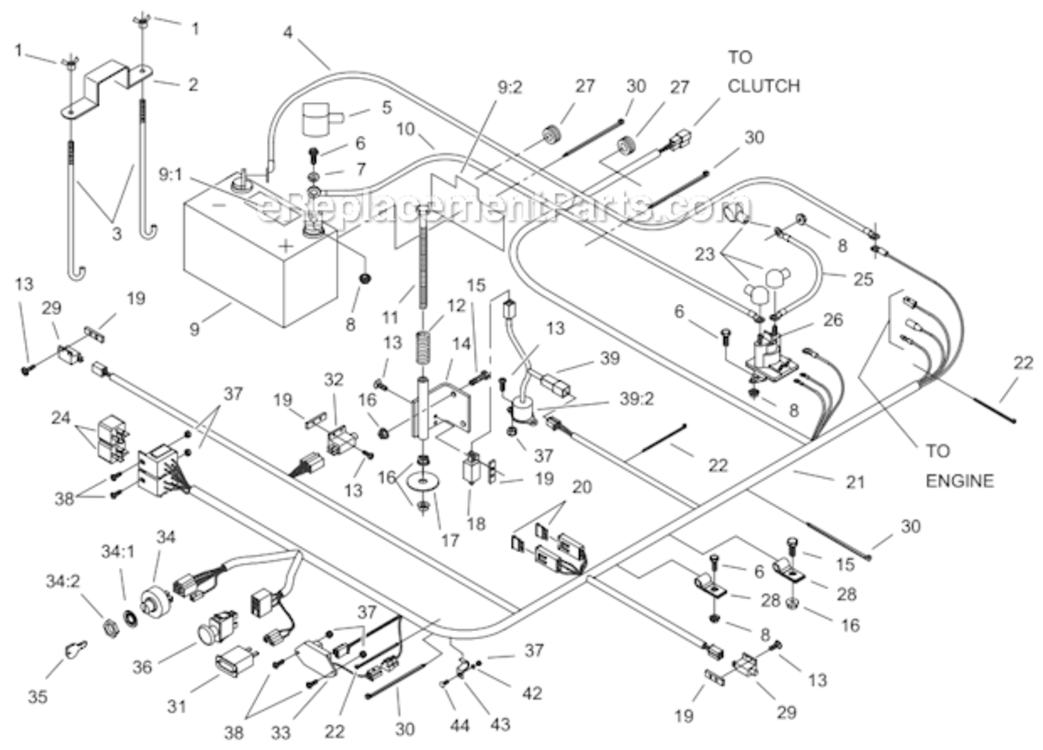 Electrical_System_Assembly Diagram and Parts List for 74179  Toro Lawn Mower