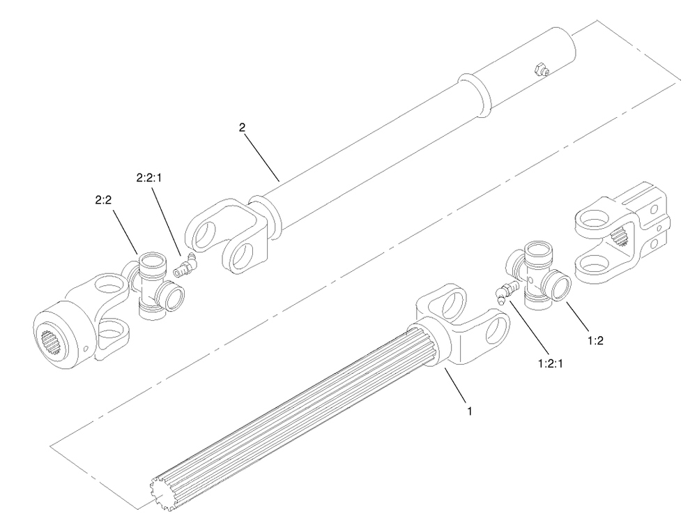 Drive Shaft Assembly Diagram and Parts List for 74187 (200000501-200999999)(2000) Toro Lawn Mower