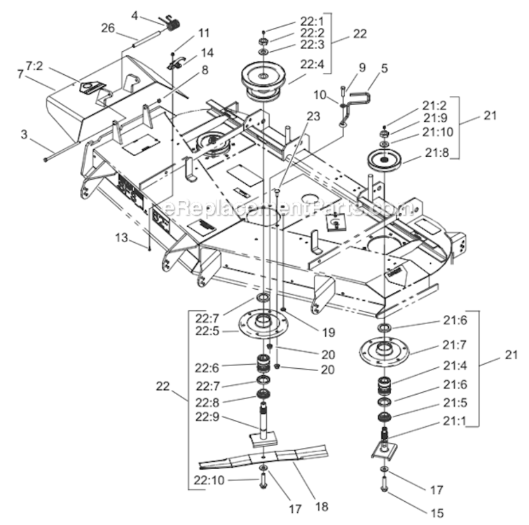 Spindle_And_Pulley_Assembly Diagram and Parts List for 74225 220000001-220999999 Toro Lawn Mower