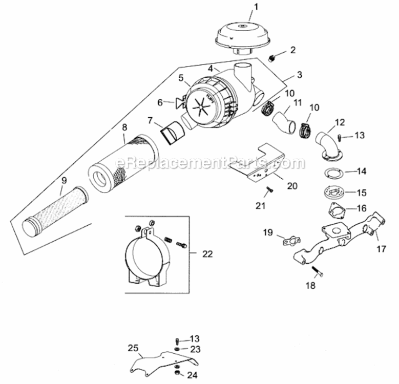 Air_IntakeFiltration_Assembly__Group_10 Diagram and Parts List for 74225 220000001-220999999 Toro Lawn Mower