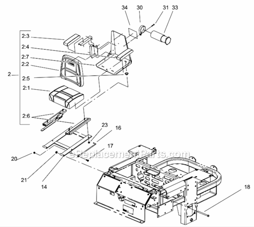 Seat_Assembly Diagram and Parts List for 74225 220000001-220999999 Toro Lawn Mower