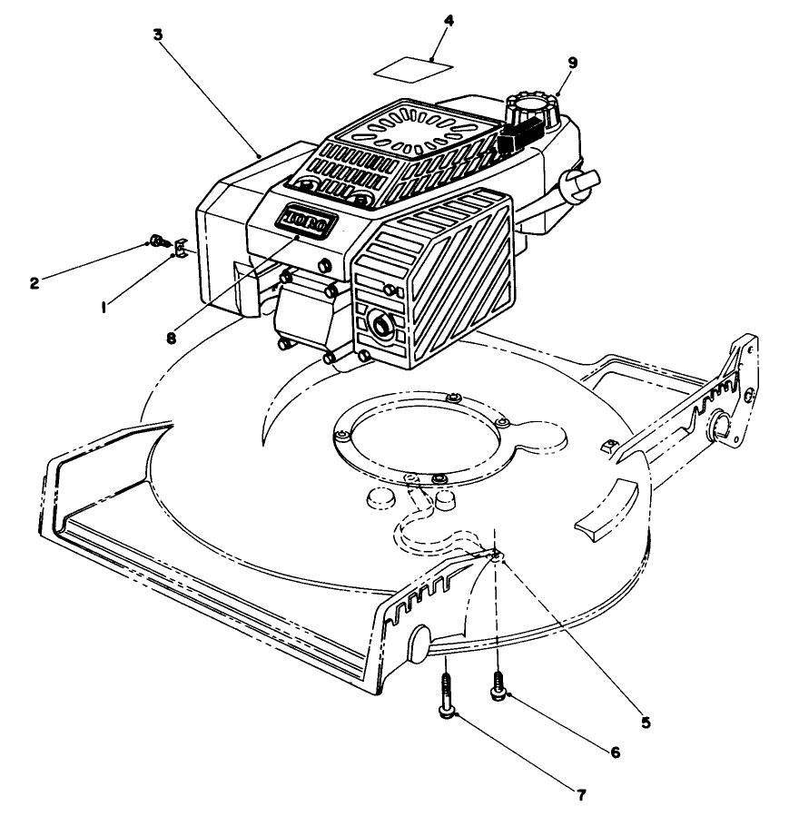 Engine Assembly Diagram and Parts List for 20210 2000001 - 2999999 Toro Lawn Mower