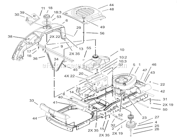 Engine Assembly Diagram and Parts List for 74301 230000001-230999999 - 2003 Toro Lawn Tractor