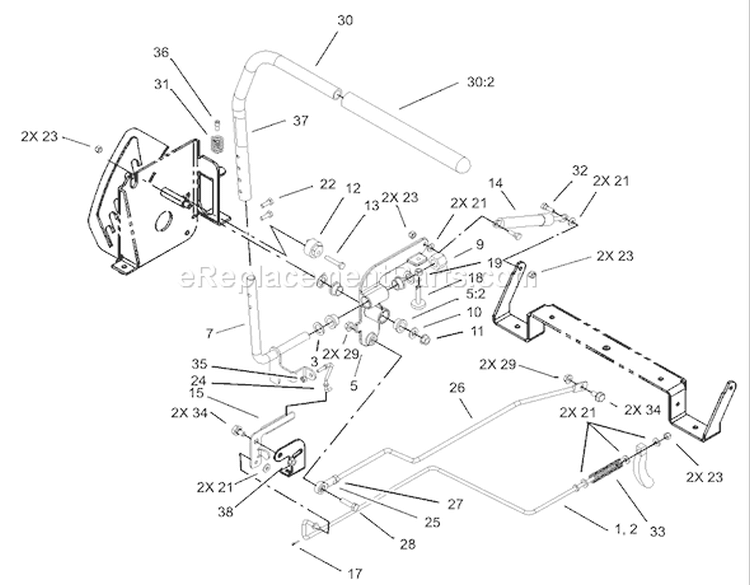 Control Assembly Diagram and Parts List for 74301 230000001-230999999 - 2003 Toro Lawn Tractor
