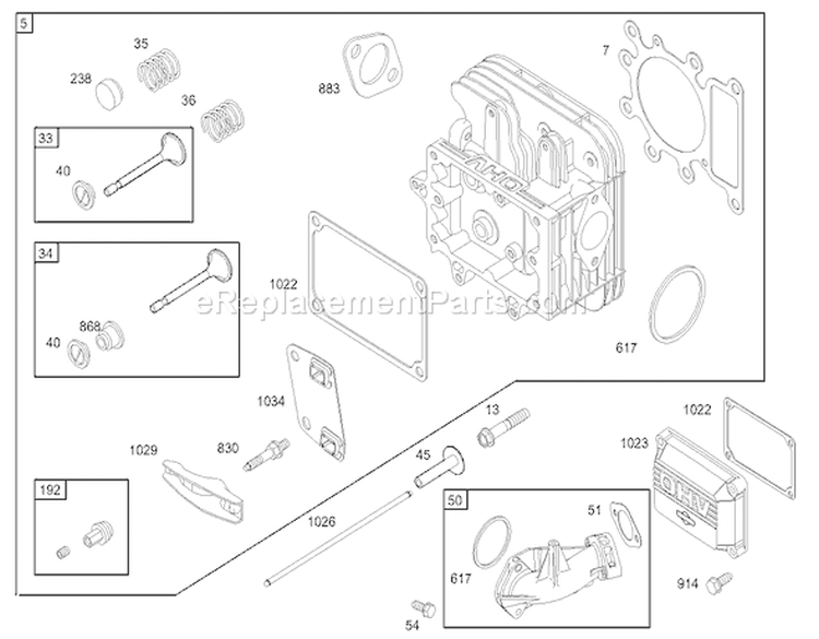 Cylinder Head Assembly Diagram and Parts List for 74301 230000001-230999999 - 2003 Toro Lawn Tractor