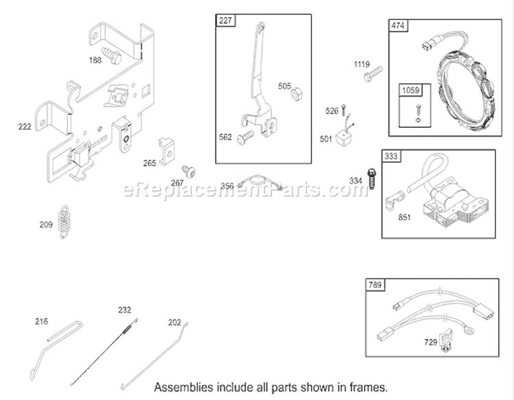 Governor Assembly Diagram and Parts List for 74301 230000001-230999999 - 2003 Toro Lawn Tractor
