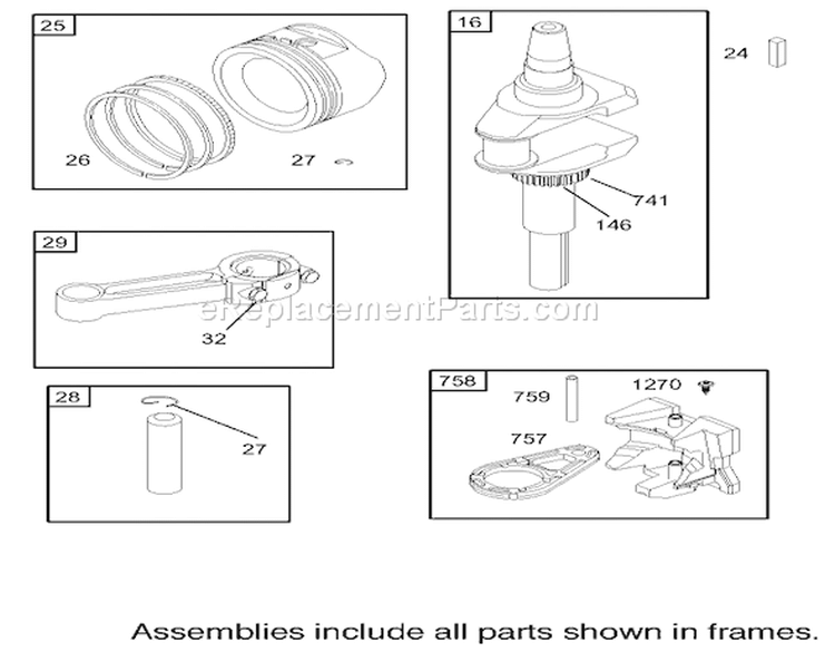 Crankshaft Assembly Diagram and Parts List for 74301 230000001-230999999 - 2003 Toro Lawn Tractor