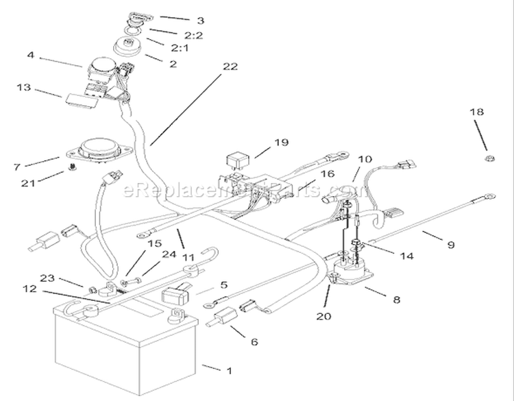 Electrical Assembly Diagram and Parts List for 74325 230000001-230999999 - 2003 Toro Lawn Tractor