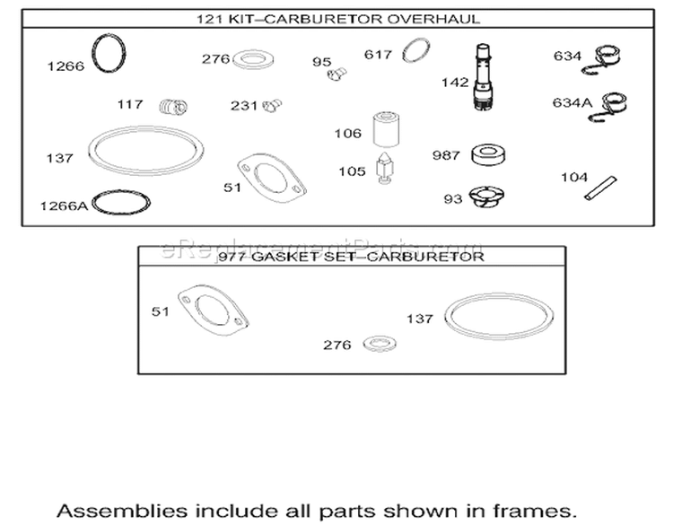 Carburetor Overhaul Kit Assembly Engine Diagram and Parts List for 74325 230000001-230999999 - 2003 Toro Lawn Tractor