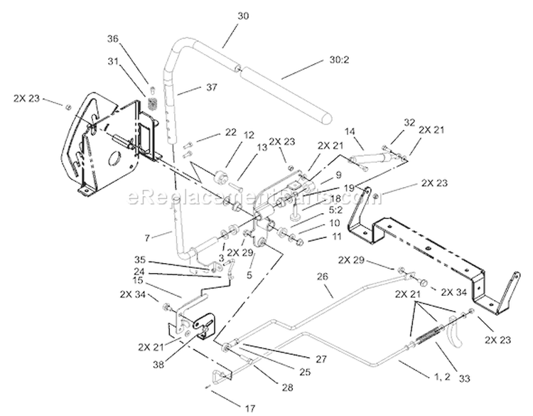 Control Assembly Diagram and Parts List for 74325 230000001-230999999 - 2003 Toro Lawn Tractor