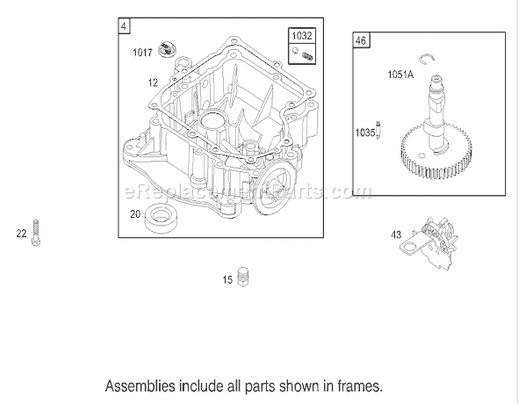Crankcase Assembly Engine Diagram and Parts List for 74325 230000001-230999999 - 2003 Toro Lawn Tractor