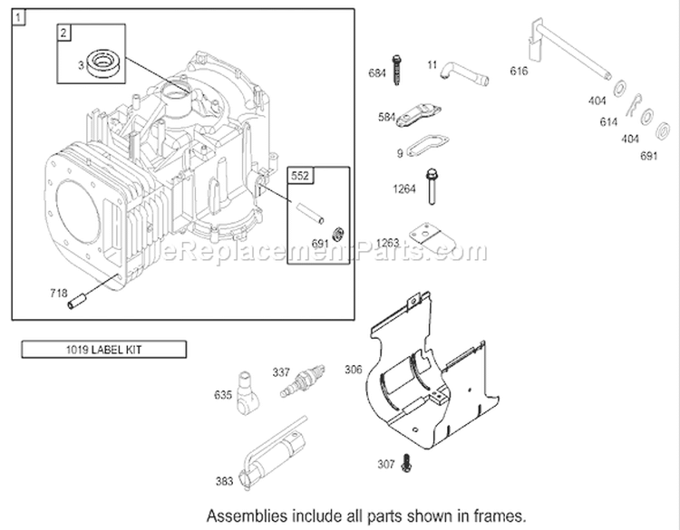 Cylinder Assembly Engine Diagram and Parts List for 74325 230000001-230999999 - 2003 Toro Lawn Tractor
