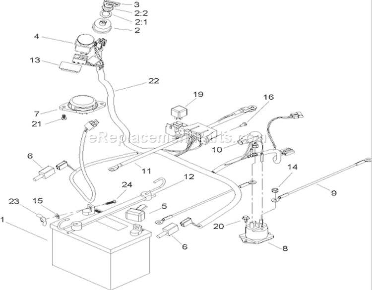 Electrical Assembly Diagram and Parts List for 74325 240000001-240999999 - 2004 Toro Lawn Tractor