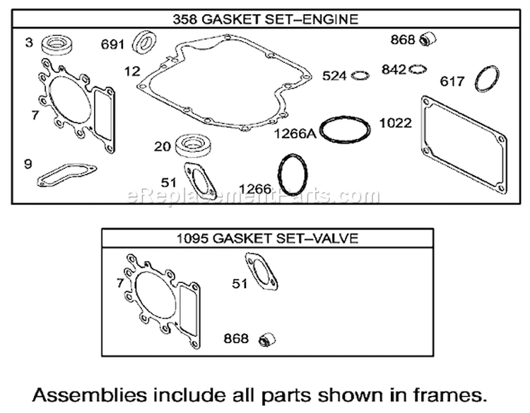 Gasket Assembly Diagram and Parts List for 74325 240000001-240999999 - 2004 Toro Lawn Tractor