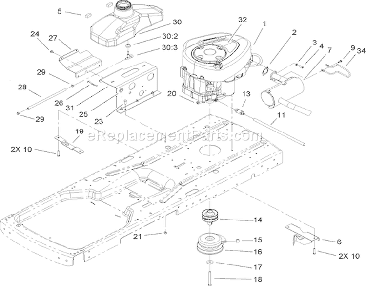Engine Assembly Diagram and Parts List for 74327 260000001-260019999 - 2006 Toro Lawn Tractor