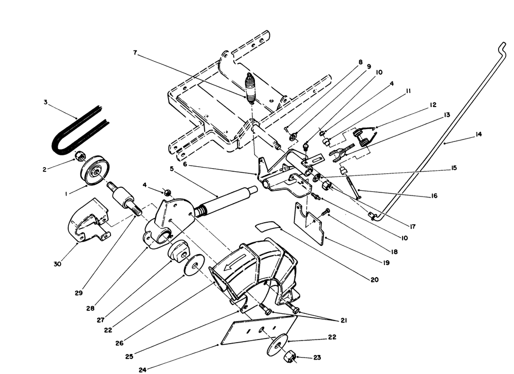 Pivot Arm Assembly Diagram and Parts List for 58432 9000001 - 9999999 Toro Edger