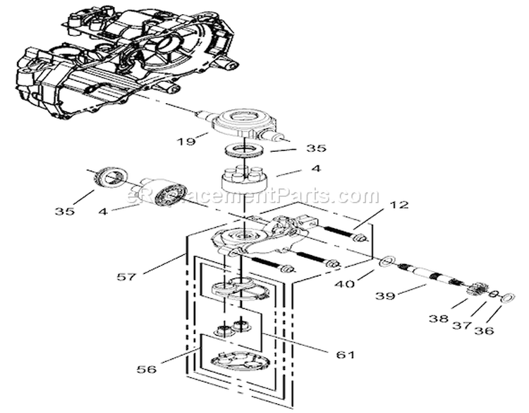 Cylinder Block Assembly Diagram and Parts List for 74330 230000001-230999999 - 2003 Toro Lawn Tractor