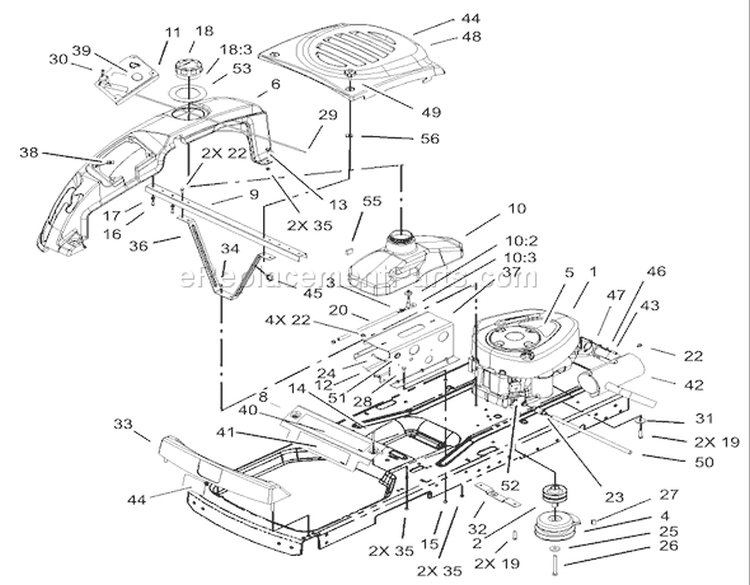 Engine Assembly Diagram and Parts List for 74330 230000001-230999999 - 2003 Toro Lawn Tractor