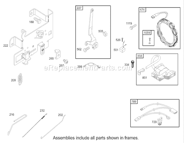 Governor Assembly Engine Diagram and Parts List for 74330 230000001-230999999 - 2003 Toro Lawn Tractor