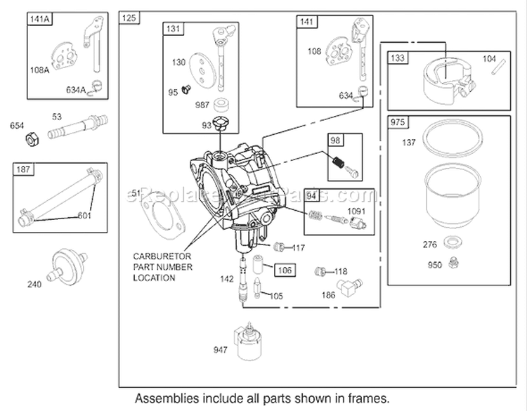 Carburetor Assembly Engine Diagram and Parts List for 74330 230000001-230999999 - 2003 Toro Lawn Tractor
