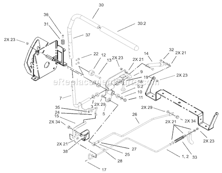 Control Assembly Diagram and Parts List for 74330 230000001-230999999 - 2003 Toro Lawn Tractor