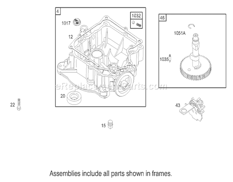 Crankcase Assembly Engine Diagram and Parts List for 74330 230000001-230999999 - 2003 Toro Lawn Tractor
