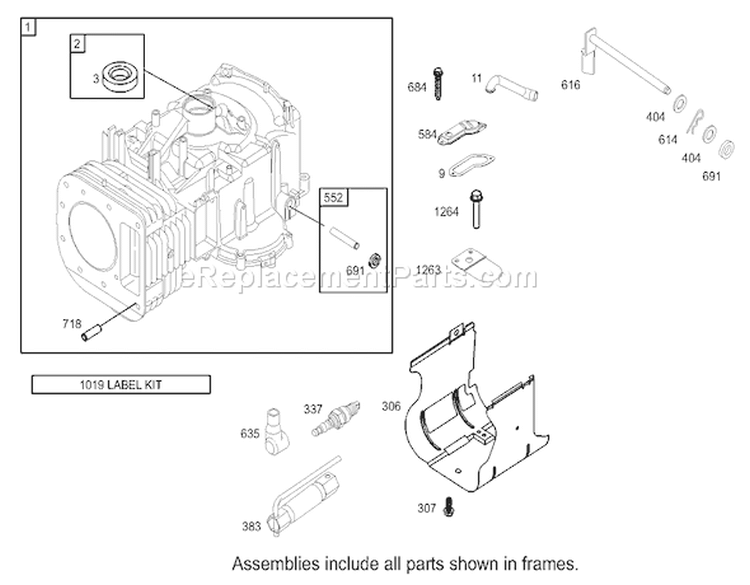 Cylinder Assembly Engine Diagram and Parts List for 74330 230000001-230999999 - 2003 Toro Lawn Tractor