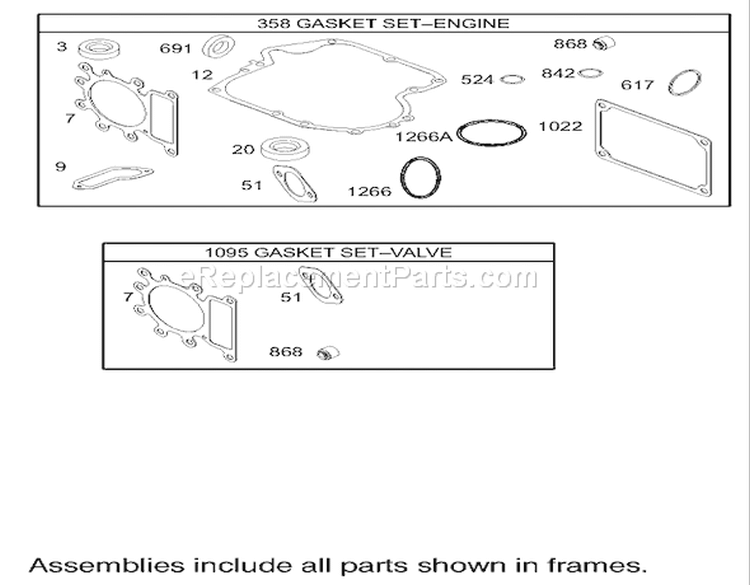 Gasket Assembly Diagram and Parts List for 74330 240000001-240001179 - 2004 Toro Lawn Tractor