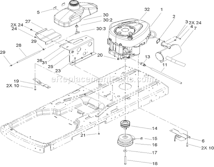 Engine Assembly Diagram and Parts List for 74330 250000001-250999999 - 2005 Toro Lawn Tractor