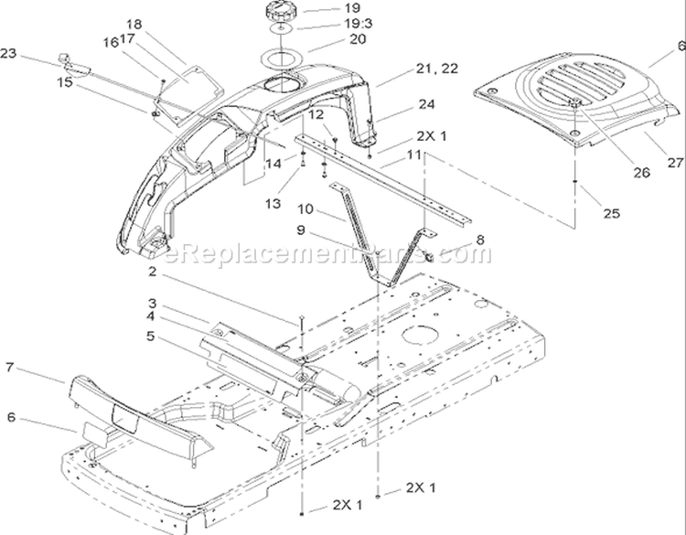 Styling Assembly Diagram and Parts List for 74325 250000001-250999999 - 2005 Toro Lawn Tractor