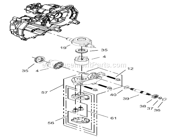 Cylinder Block Assembly Diagram and Parts List for 74350 230000001-230999999 - 2003 Toro Lawn Tractor