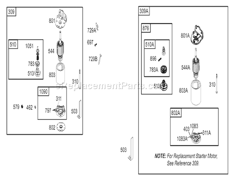 Starter Assembly Diagram and Parts List for 71286 260000001-260999999 - 2006 Toro Lawn Tractor