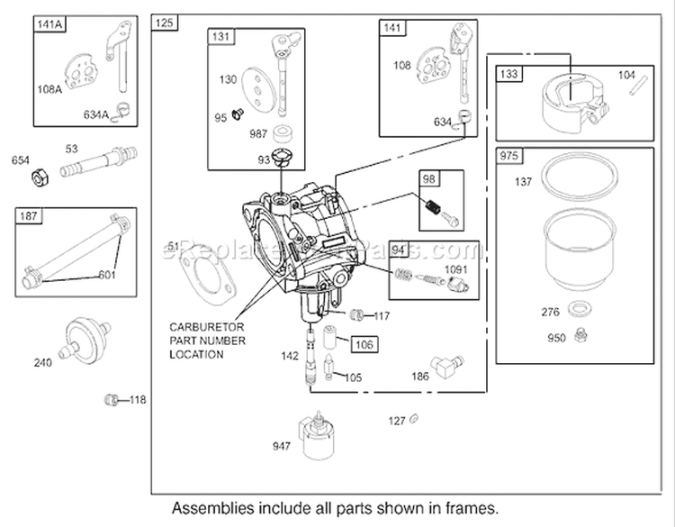 Carburetor Assembly Diagram and Parts List for 71286 260000001-260999999 - 2006 Toro Lawn Tractor