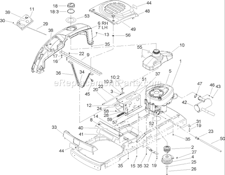 Engine Assembly Diagram and Parts List for 74351 240000001-240999999 - 2004 Toro Lawn Tractor