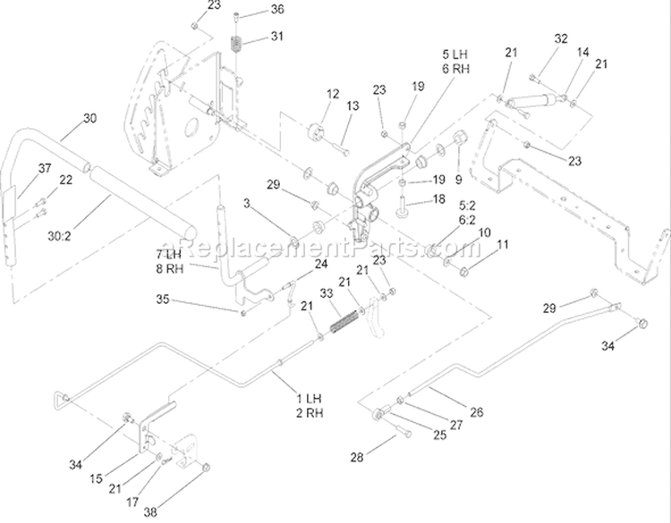 Control Assembly Diagram and Parts List for 74352 250000001-250999999 - 2005 Toro Lawn Tractor