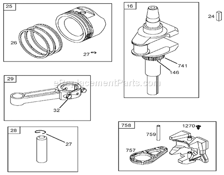 Crankshaft Assembly Diagram and Parts List for 74352 250000001-250999999 - 2005 Toro Lawn Tractor