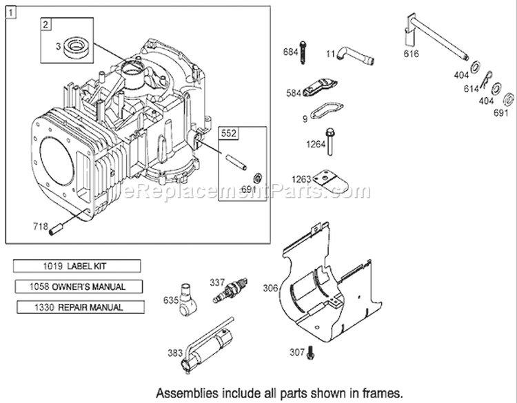 Cylinder Assembly Diagram and Parts List for 74352 250000001-250999999 - 2005 Toro Lawn Tractor